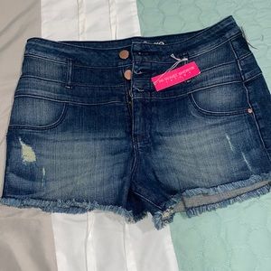 High waist jean short